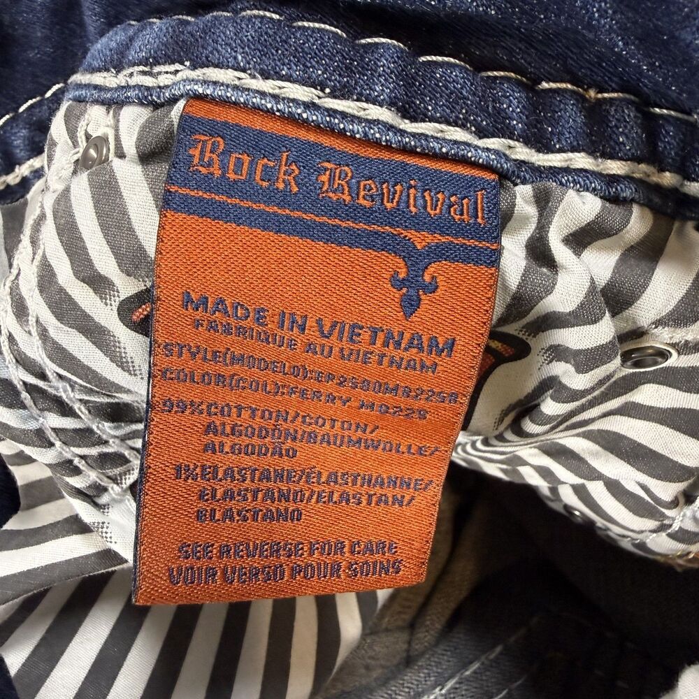 Rock Revival Jeans Womens 29 Ferry Distressed Embellished Mid Rise Boot Whisker - Picture 8 of 13